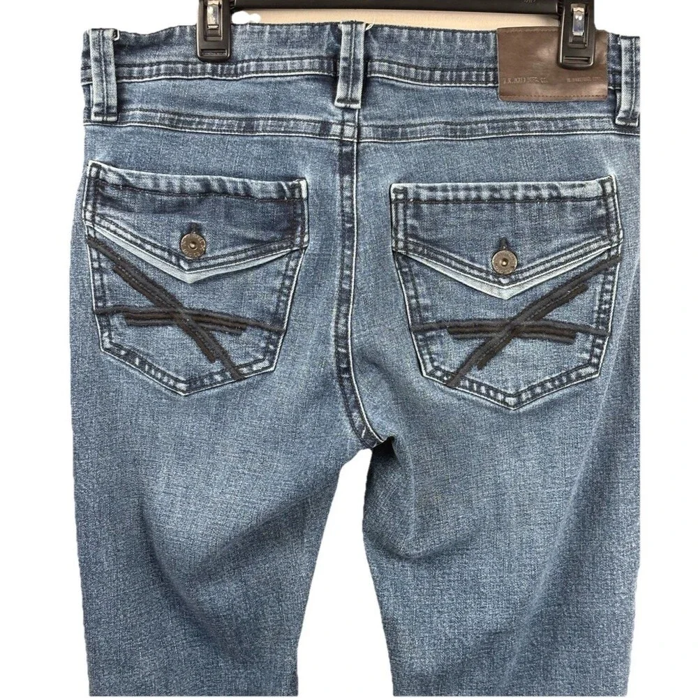 TK Axel Jeans Mens 32x32 Blue Slim Boot Cut Distressed Faded Denim Workwear Pant